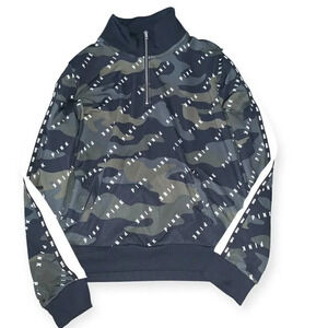 Vs Victorias Secret Pink Quarter Zip Track Jacket Sweater Top Camo L
